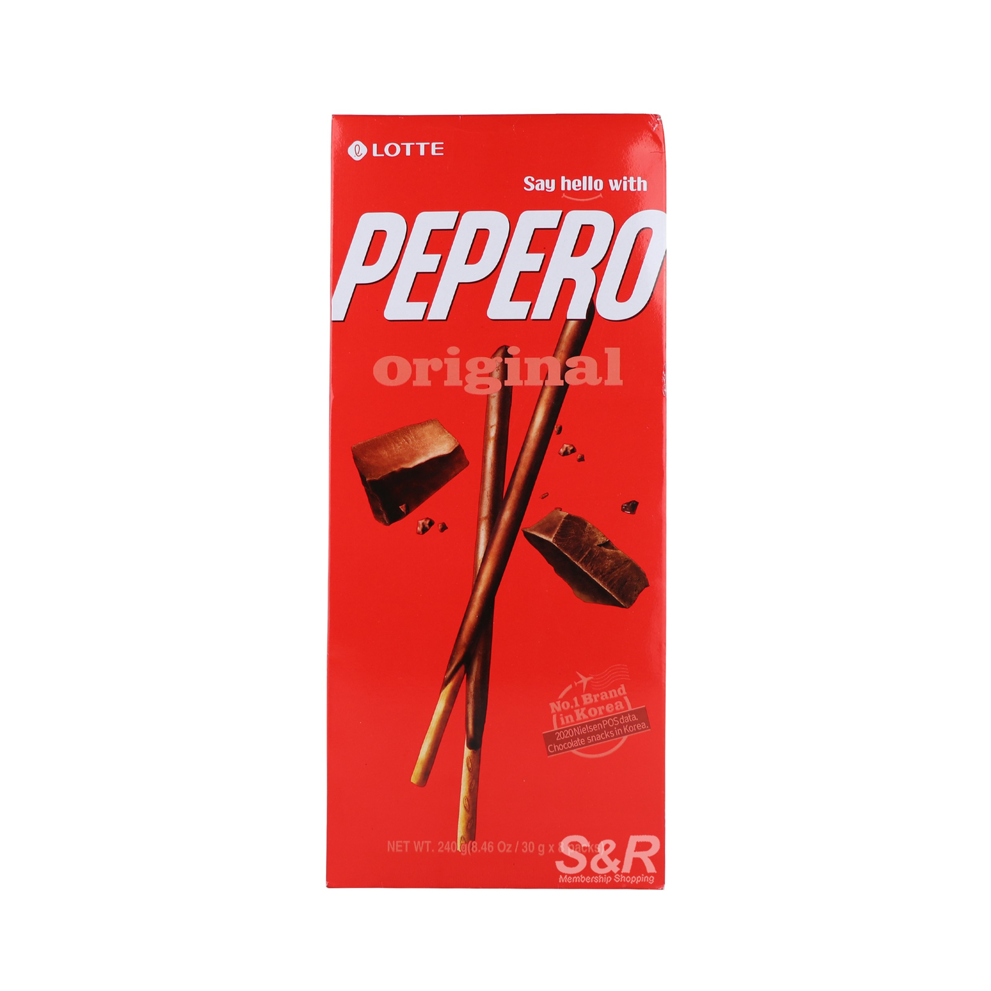 Lotte Pepero Original Chocolate Biscuit Sticks (30g x 8pcs) Lotte Pepero Original Chocolate Biscuit Sticks (30g x 8pcs)